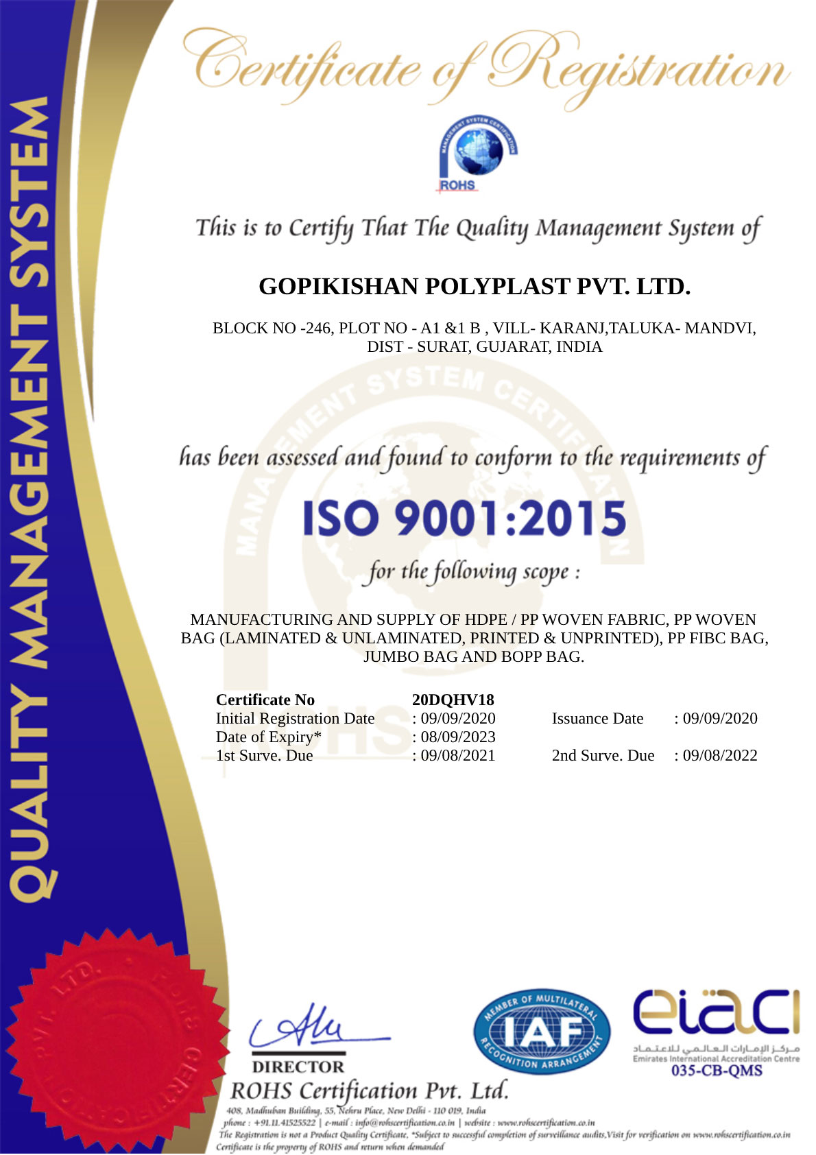 ISO 900:2015 Certification